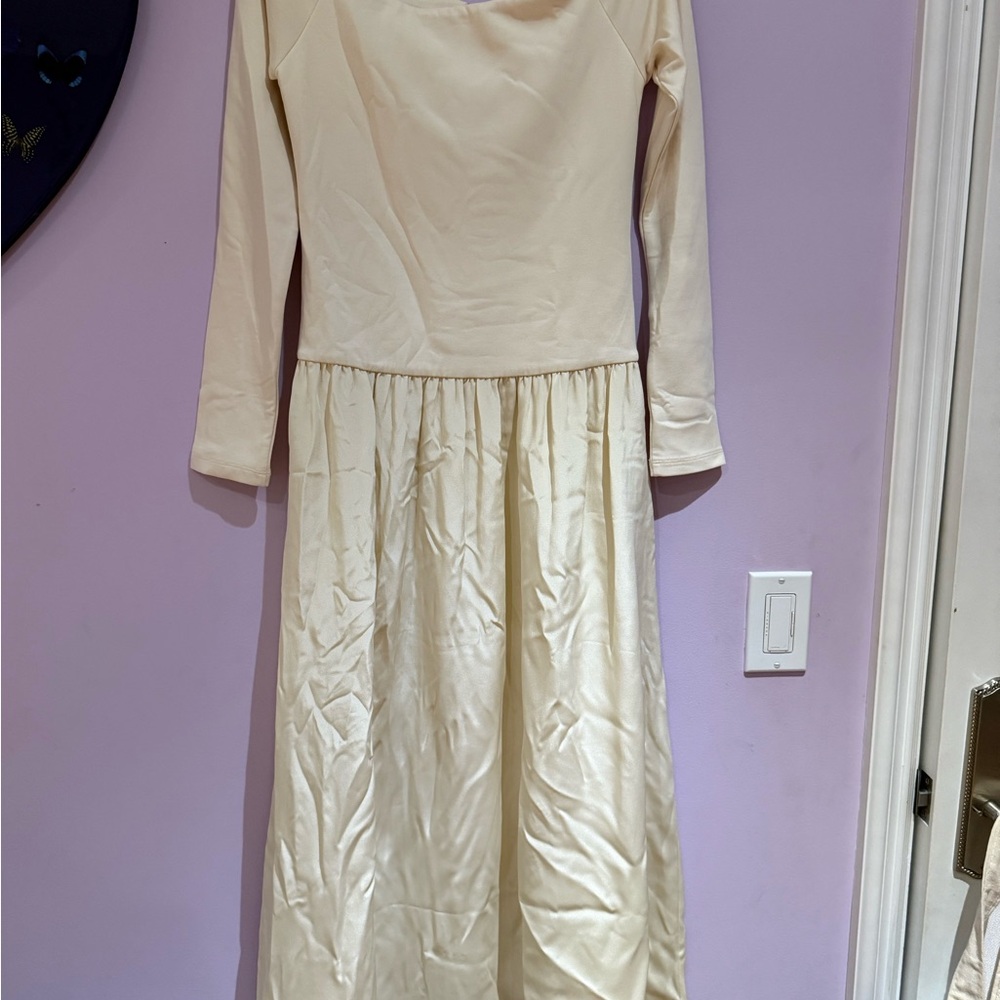 Rue Sophie Cream Long Sleeve Midi Dress